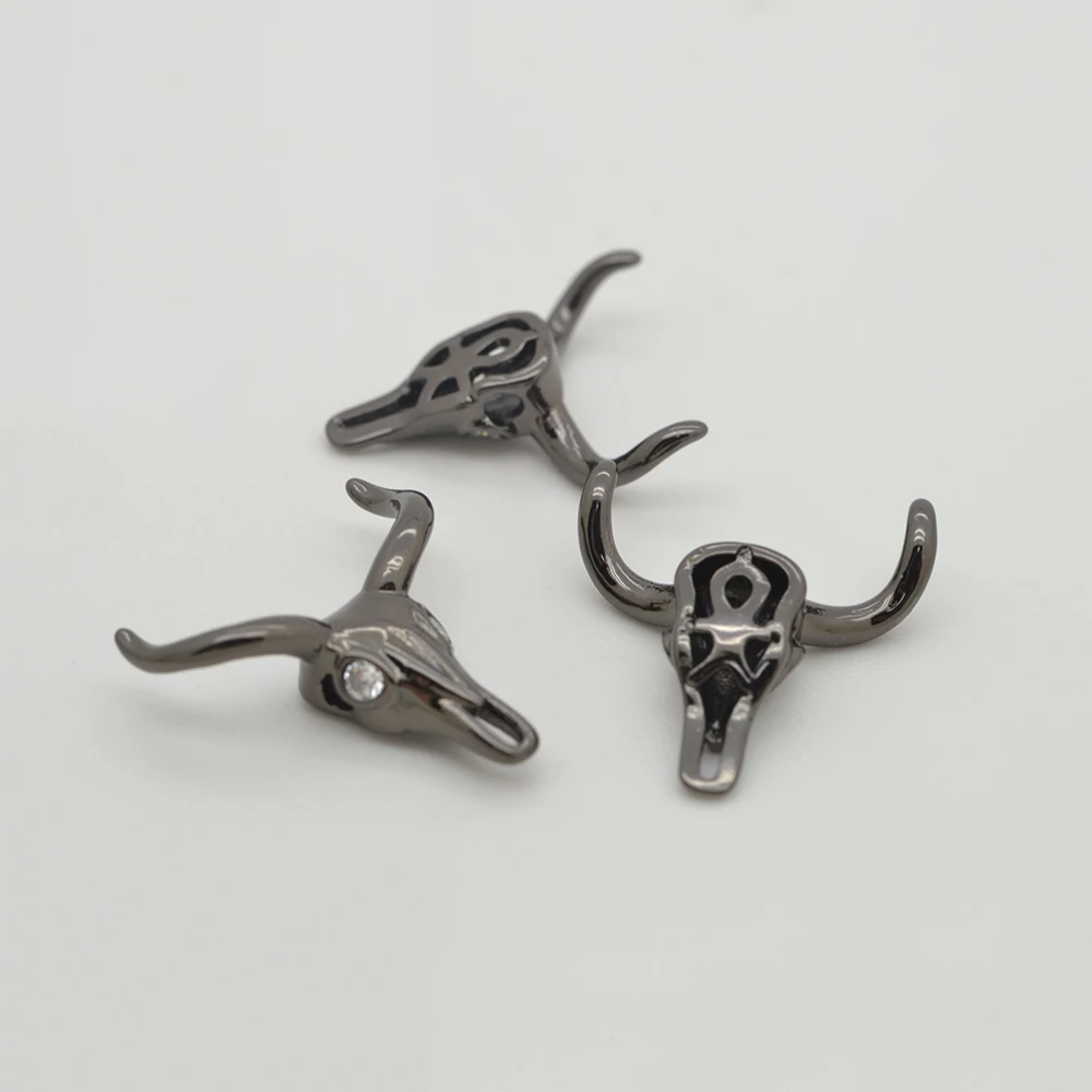 5Pcs Bull Deer Head Spacer Beads for DIY Jewelry Accessories Necklace Bracelet Chain Charms Making Brass Fashion Design Creative