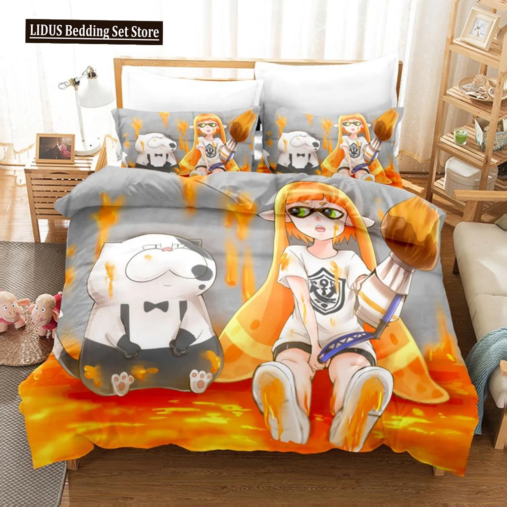 

Splatoon Bedding Set Single Twin Full Queen King Size Kawaii Boys/girls Bed Set Aldult Boys Bedroom Duvetcover Sets 3D Print 011