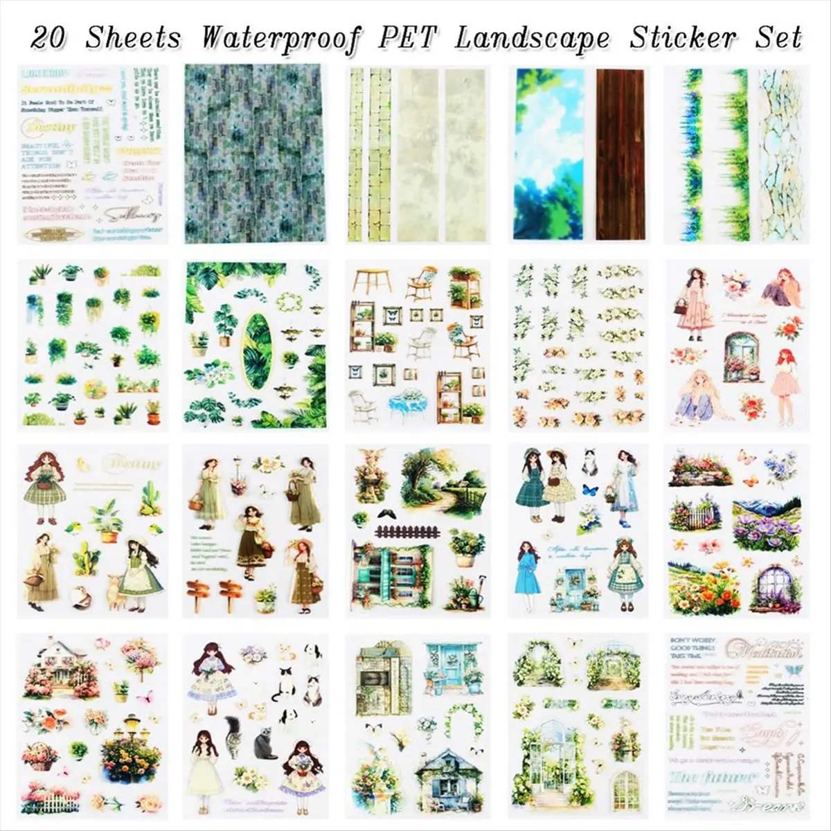 

Transparent PET Precut Journaling Sticker Book for Junk Journal Supplies, Scrap Book, Stickers for Scrapbooking,A