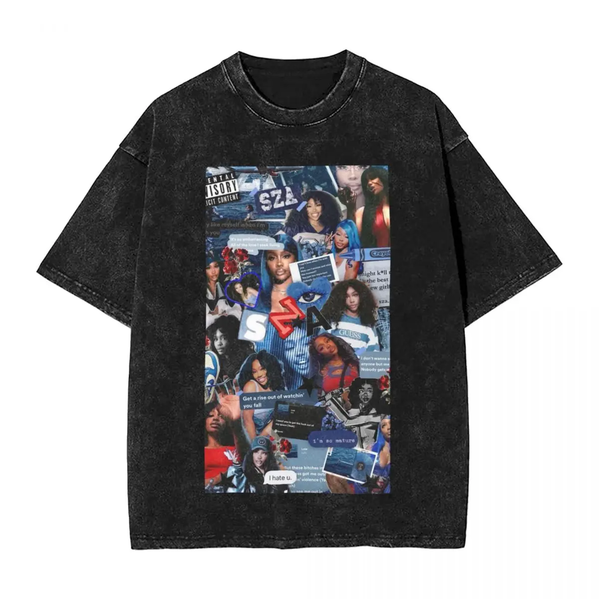 الشارع الشهير تي شيرت SZA أغنية المغني غسلها تي شيرت قصير الأكمام الهيب هوب قمم تي شيرت تيز للرجال والنساء #4
