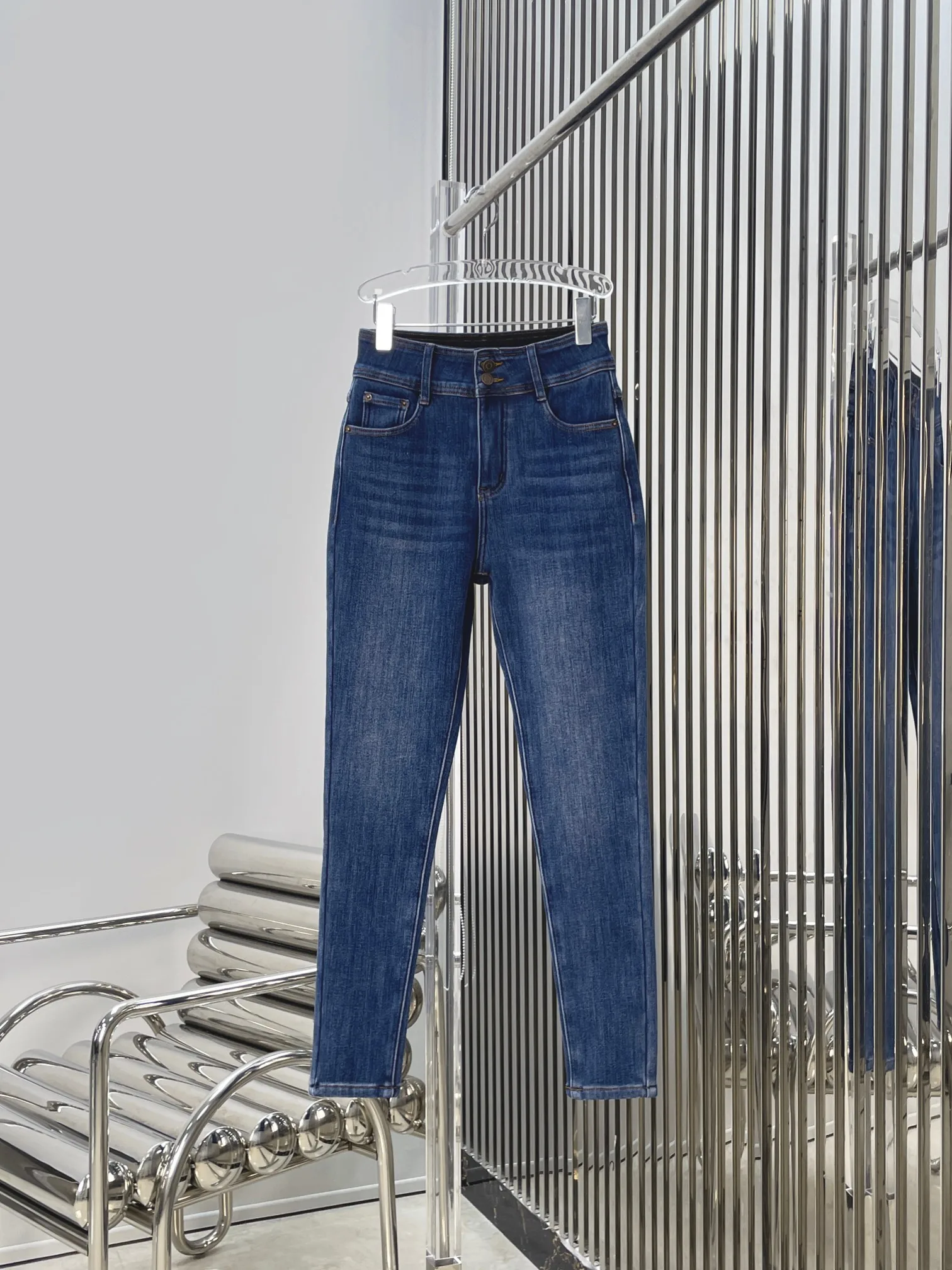 

Джинсы с высокой талией, утягивающие, на флисовой подкладке, женские эластичные облегающие брюки-карандаш, длинные брюки, модная осенняя одежда