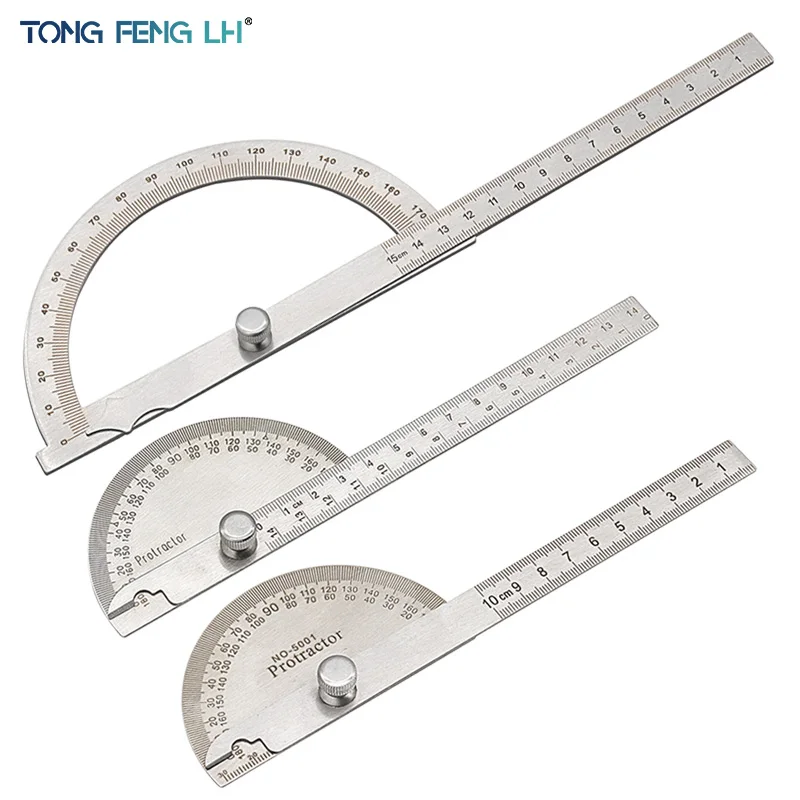 1PC Protractor Angle Ruler  Stainless Steel Goniometer Dividing Gauge Angle Ruler 180 Degree Semi Circular Carpenter 10/14/15cm