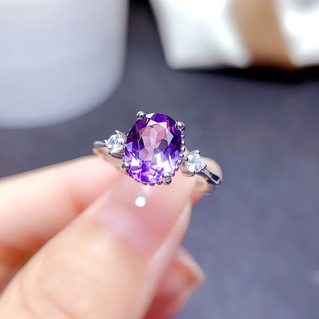 

Engagement ring female luxury silver ring sterling silver 925 jewelry natural amethyst ring free shipping gem female original