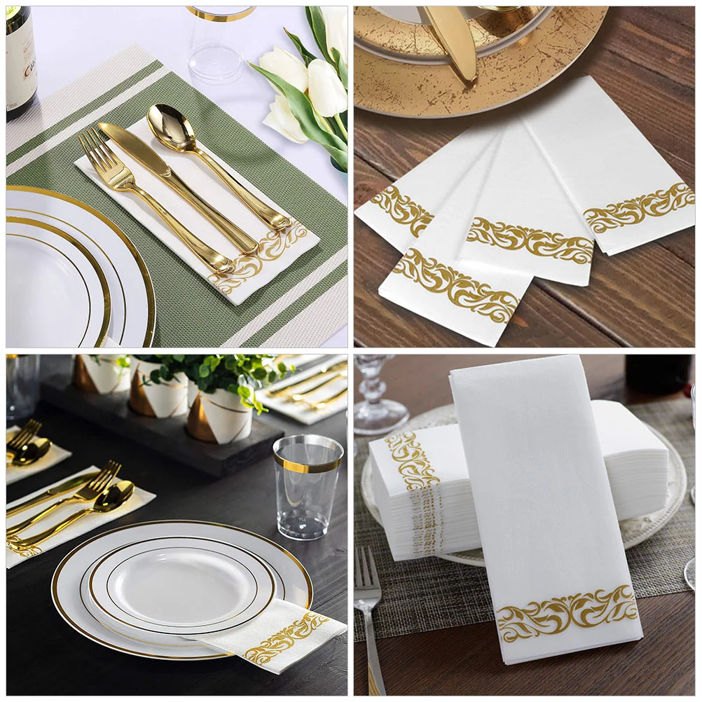 25 Pcs Paper Napkin Foldable Party Supply Decorative Napkins Holiday Wedding for Reception Wood Pulp Tissue