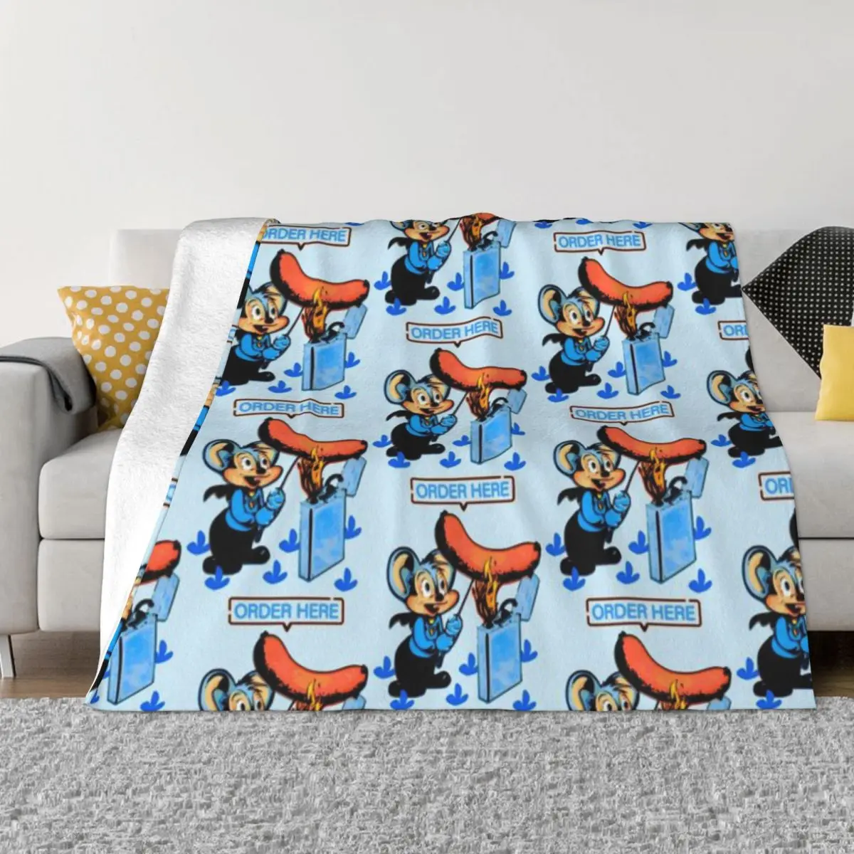 Marvin die Maus Lustige Maus Vintage BBQ Cartoon Geeignet für alle Jahreszeiten Weiche Heimdekoration Eine ultraweiche Mikrofleece-Decke