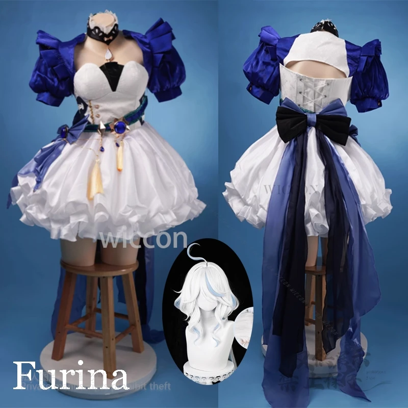 

Furina аниме игра Genshin Impact сексуальное нарядное платье Tonjin косплей костюм Лолита Kawaii ролевая игра женские парики Y2K реквизит Хэллоуин