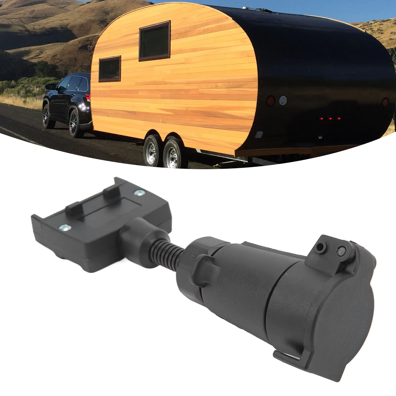 Trailer Adapter Plug 7 PIN Round Female to Flat Male Simple to Operate Wiring Connector for Caravan Boat new