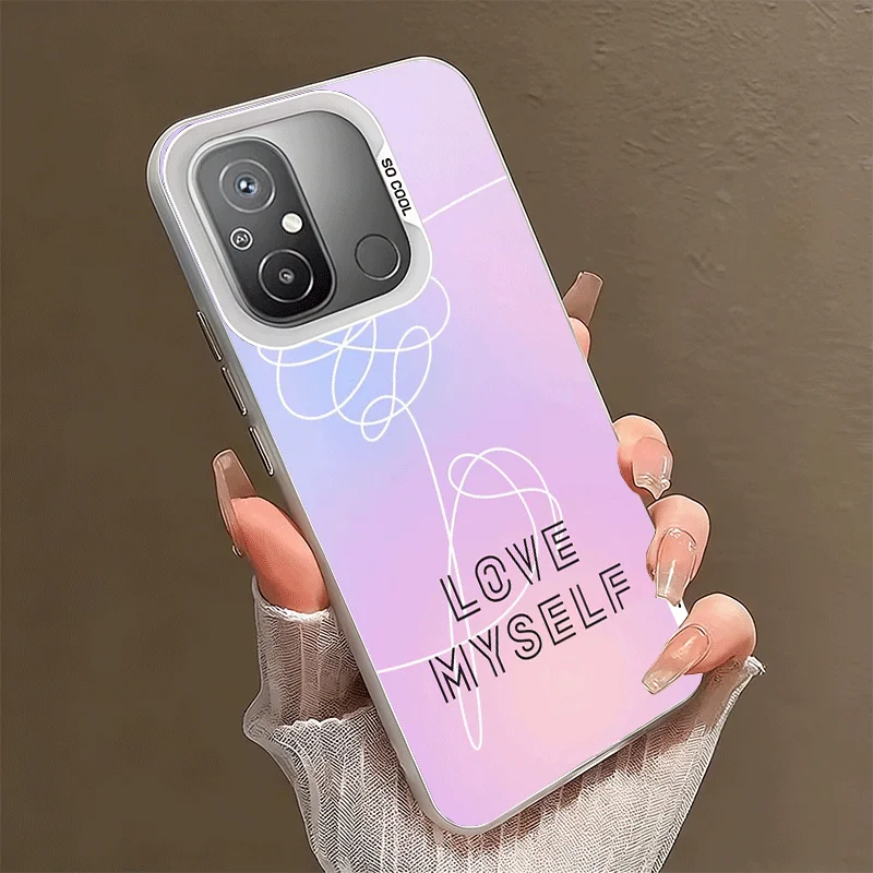 Love Yourself Flower Heart Line Kpop Soft Phone Case for Xiaomi Redmi 15C 15 14C 13C 12C Poco X5 X6 X7 Pro X3 F8 F7 Ultra M8 13