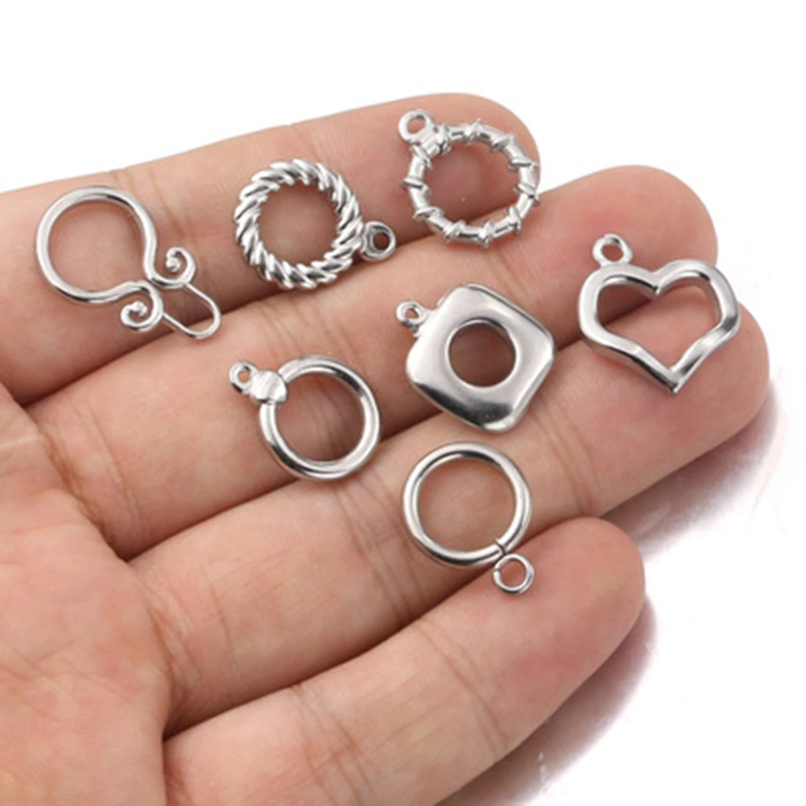 2 Sets Stainless Steel OT Toggle Clasp Buckle Fastener Bracelet Connector For Jewelry Making Round Clasps Hooks DIY Accessories