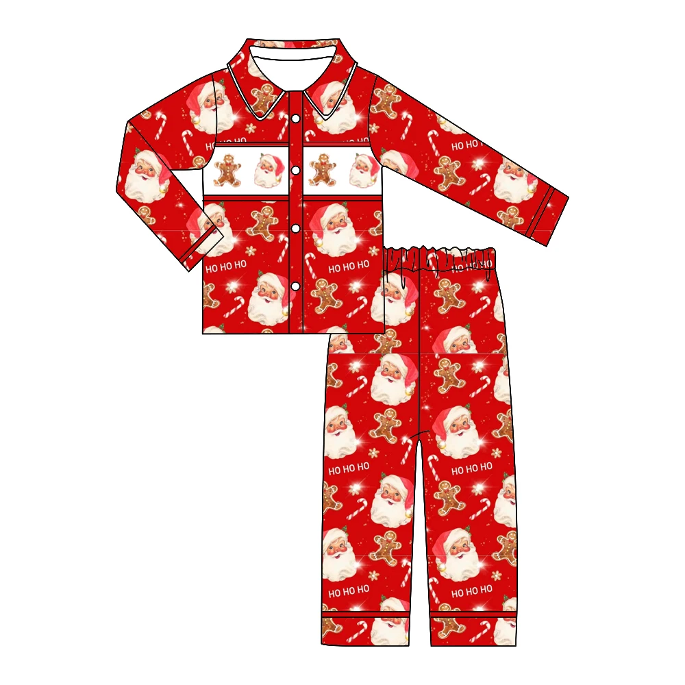 

Wholesale Kid Christmas pyjamas set cartoon old man soldier print long sleeve trousers boys short sleeve girls pajamas se