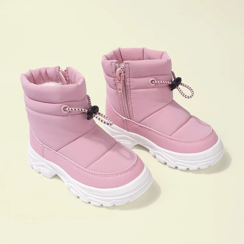 2025 Boys Snow Boots Winter Plush Warm Children Boots Thick Soles Waterproof Kids Casual Shoes Pink Toddler Girls Botas CSH1637