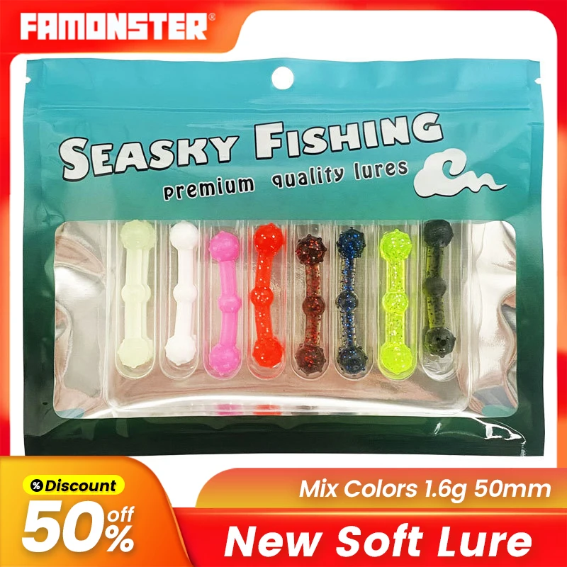 

FAMONSTER Mix Colors Fishing Lure Soft Baits Silicone Shiner Wobblers Jigging Worm Spoon Bass Carp Pike Lead Hook Ice Winter