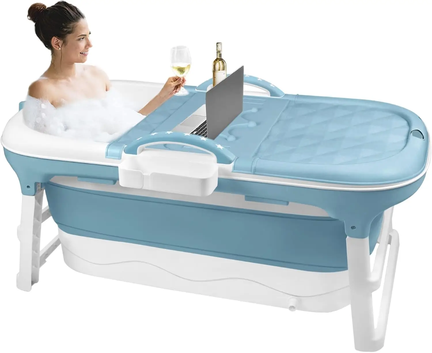 Badewanne, für Erwachsene, hitzebeständig und faltbar, verstärkte Kanten, langanhaltende Wärmespeicherung, geeignet für Körpergrößen zwischen 0 und 2 Metern und Gewichte zwischen 0 und 110 kg,
