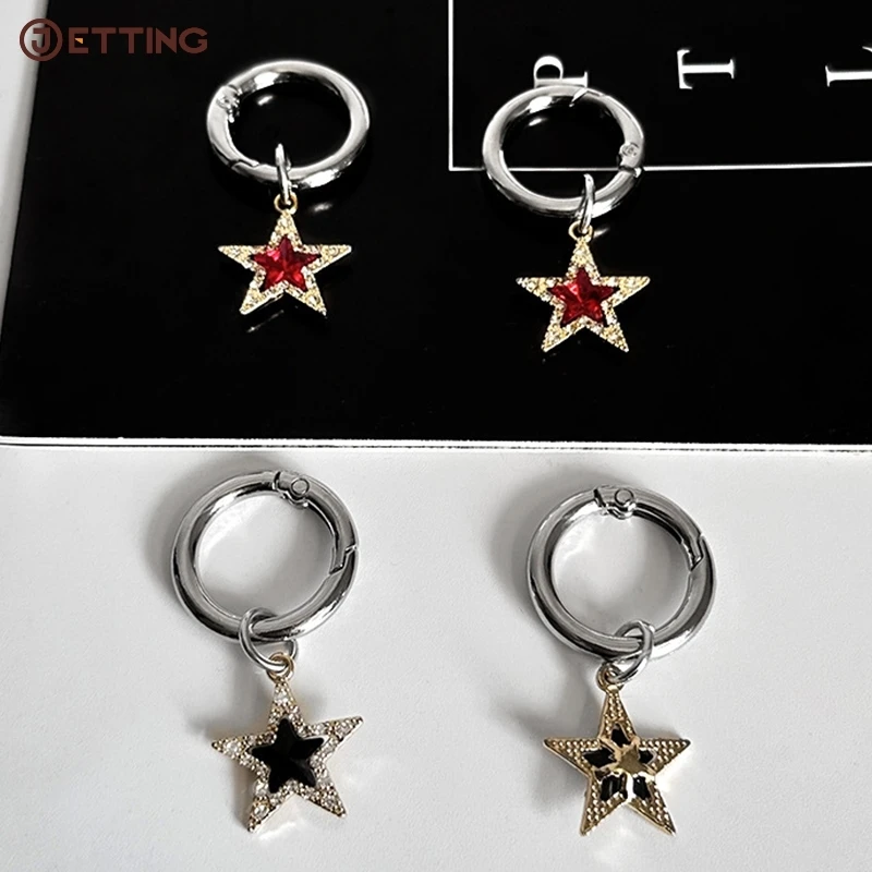 1PCS Zinc Alloy Rhinestone Pentagram Pendant Martin Boots Stars Shoes Buckles Decoration Metal Snap Hook Shoes Accessories image 4