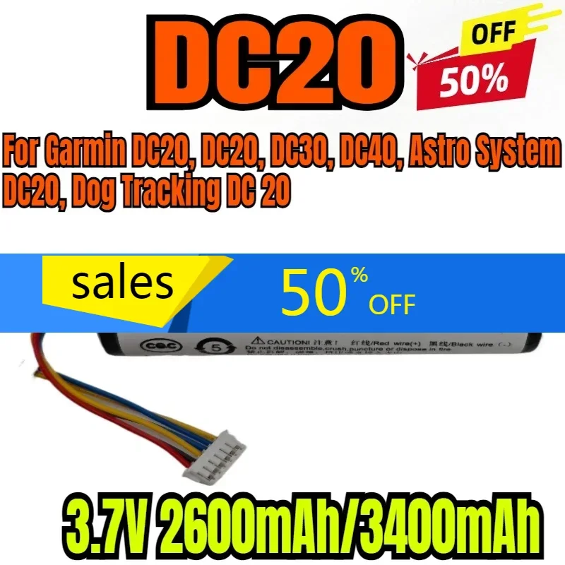 

3.7V 2600mAh/3400mAh Dog Collar Battery for Garmin DC20, DC20, DC30, DC40, Astro System DC20, Dog Tracking DC 20