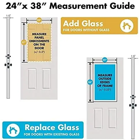 Reemplazo de vidrio para puerta de entrada de ventilación para mejoras en el hogar - Kit de vidrio de inserciones para puerta exterior o delantera de 24