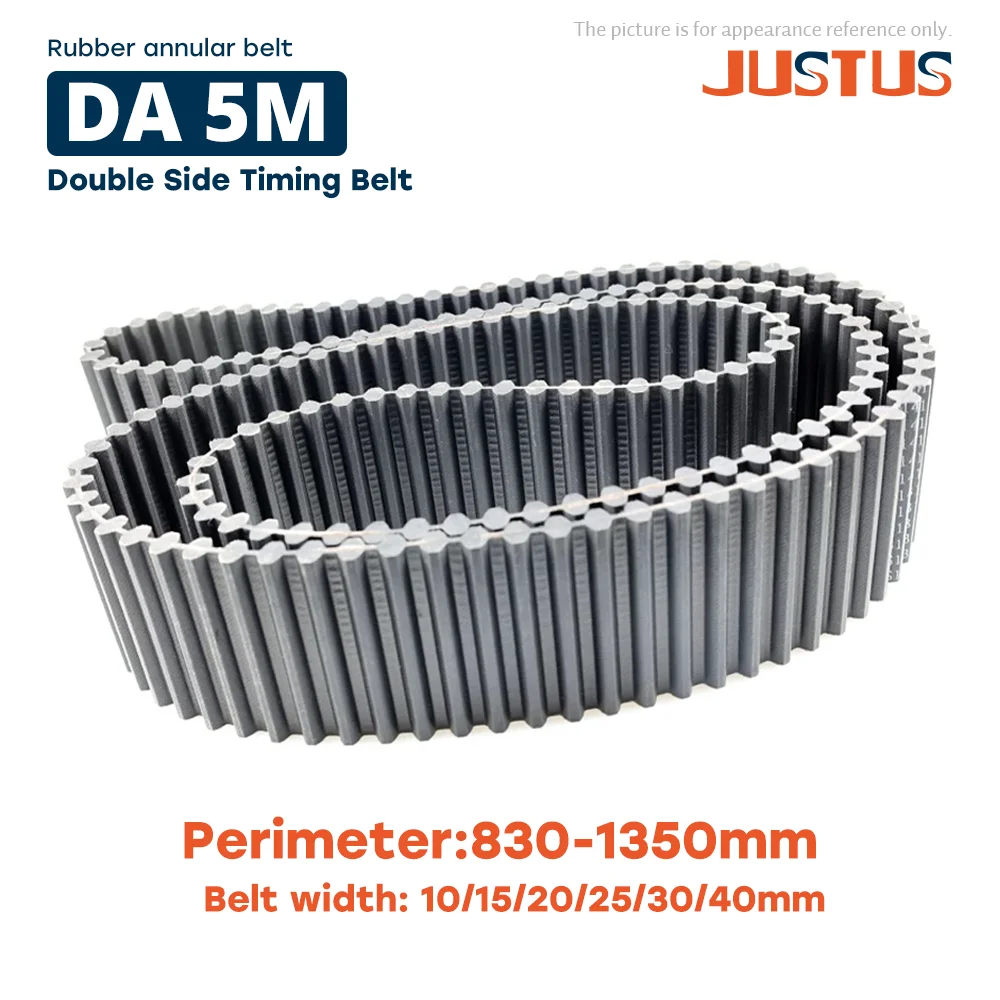 

DA5M Double-sided Toothed Rubber Synchronous Belt Perimeter=830mm 845mm 860mm 870mm-1350mm Width=10-40mm Pitch=5mm Timing Belt