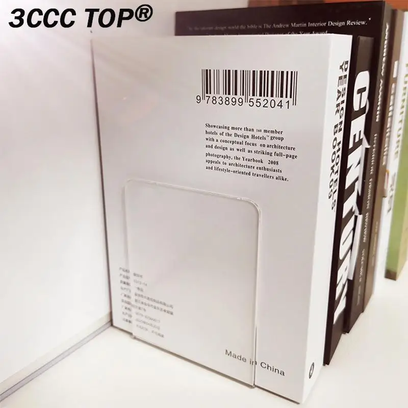 Przezroczysty akrylowy stojak na książki regał na biurko w kształcie L podpale stojak na książkę akcesoria do materiały biurowe szkolnych