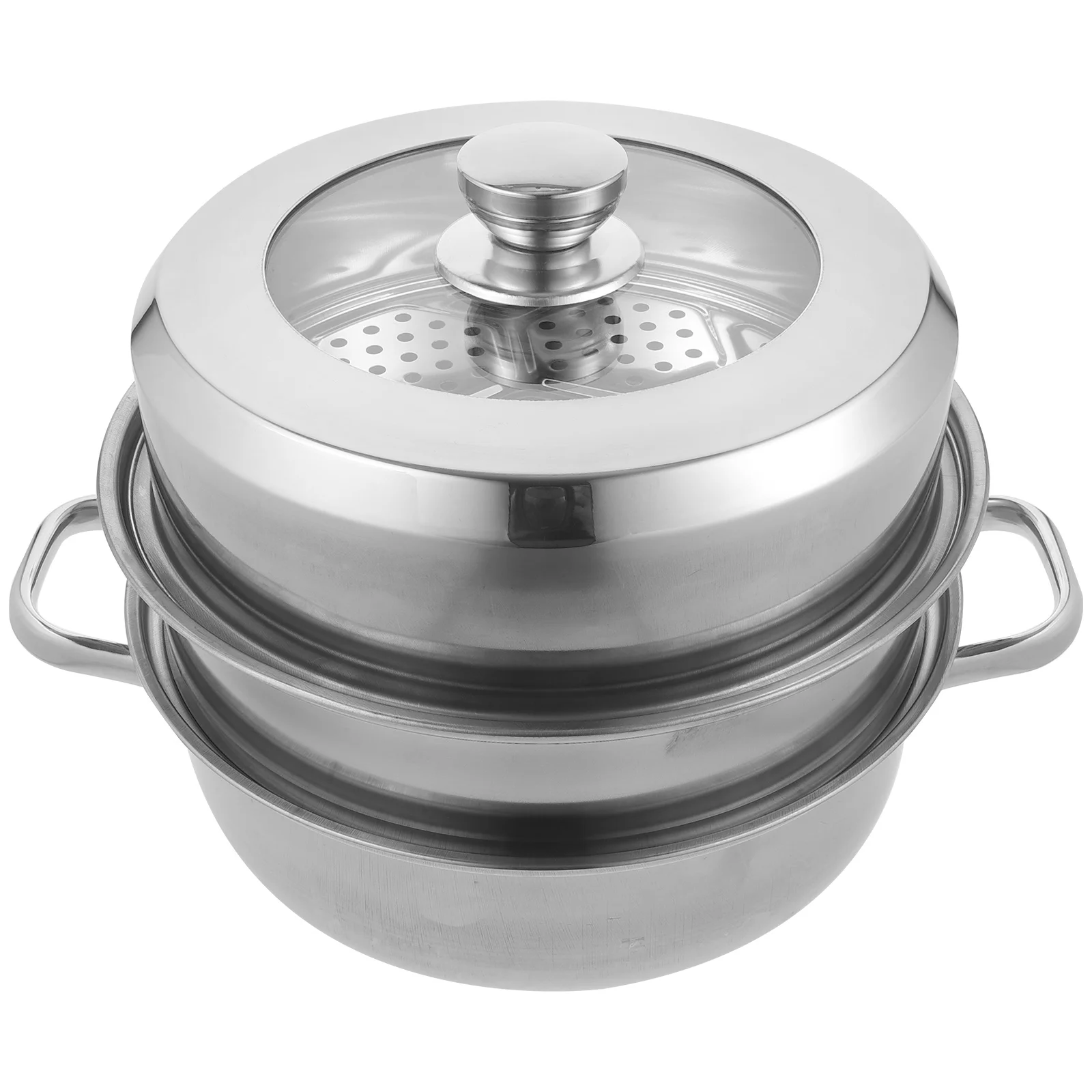 

1pc Multi-Function Stainless Steel Steamer Large Capacity Kitchen Cookware Heat Resistant Soup Stockpot For Induction Gas Stove