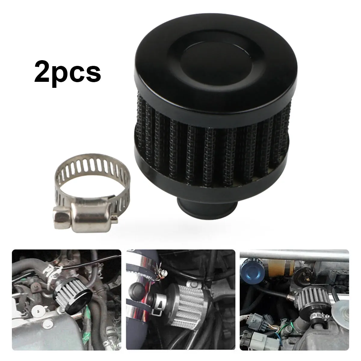 

2pc Universal Interface Car Air Filters 12mm For Motorcycle Cold Air Intake High Flow Crankcase Vent Cover Mini Breather Filters