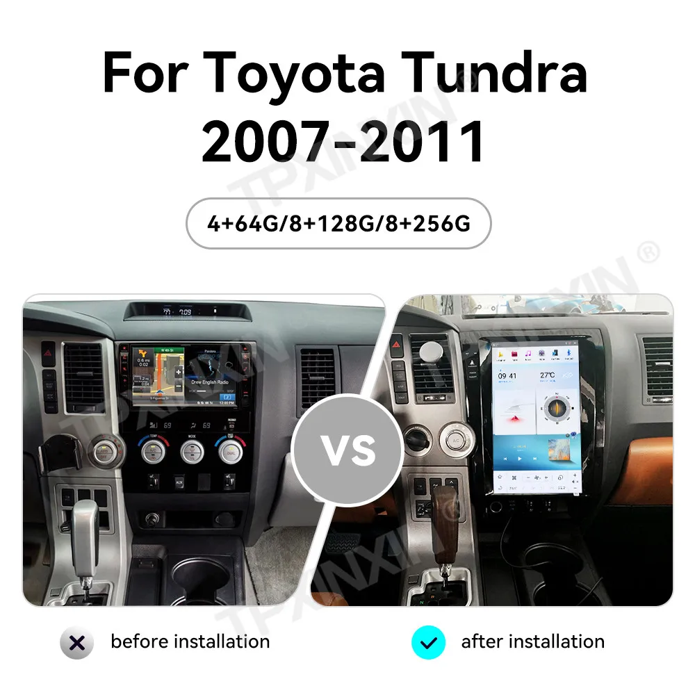 13.6Inch 8+256G Android 13 Screen For Toyota Tundra 2007-2013 Car Wireless GPS Navigation Multimedia Player radio Carplay Stereo