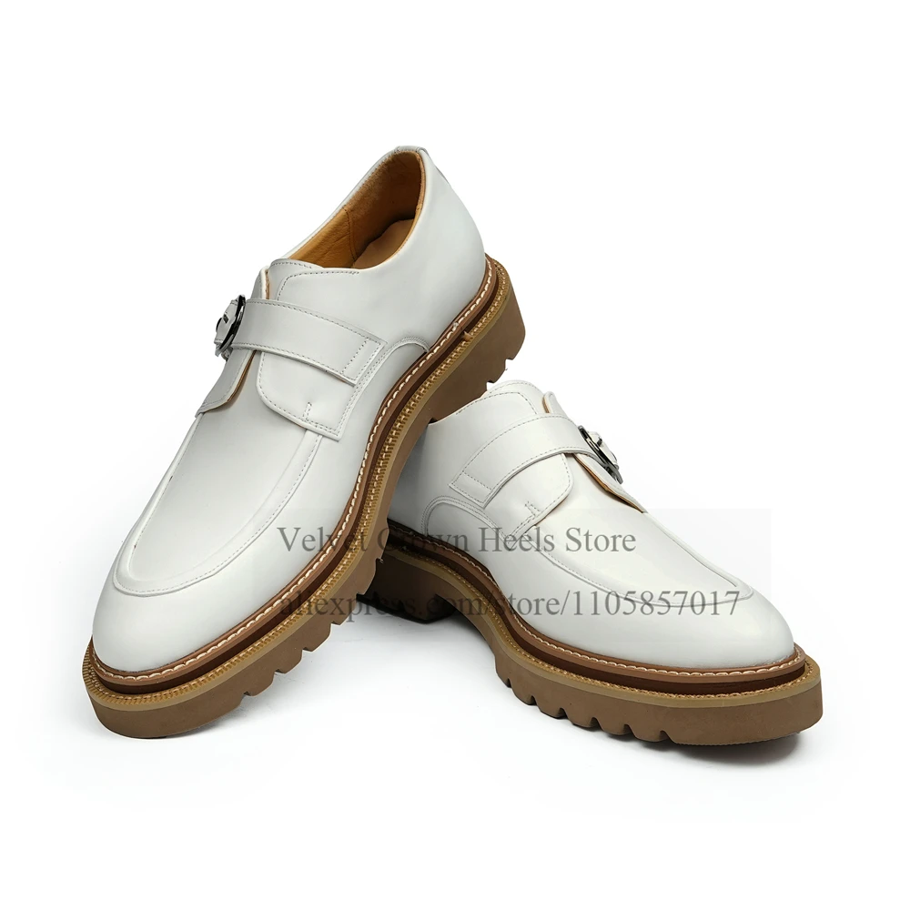 Single Buckle Strap Leather Monkle Strap Shoe Slip on Round Toe Welt Stitch Men's Casual Shoes Handmade Male Formal Dress Shoes