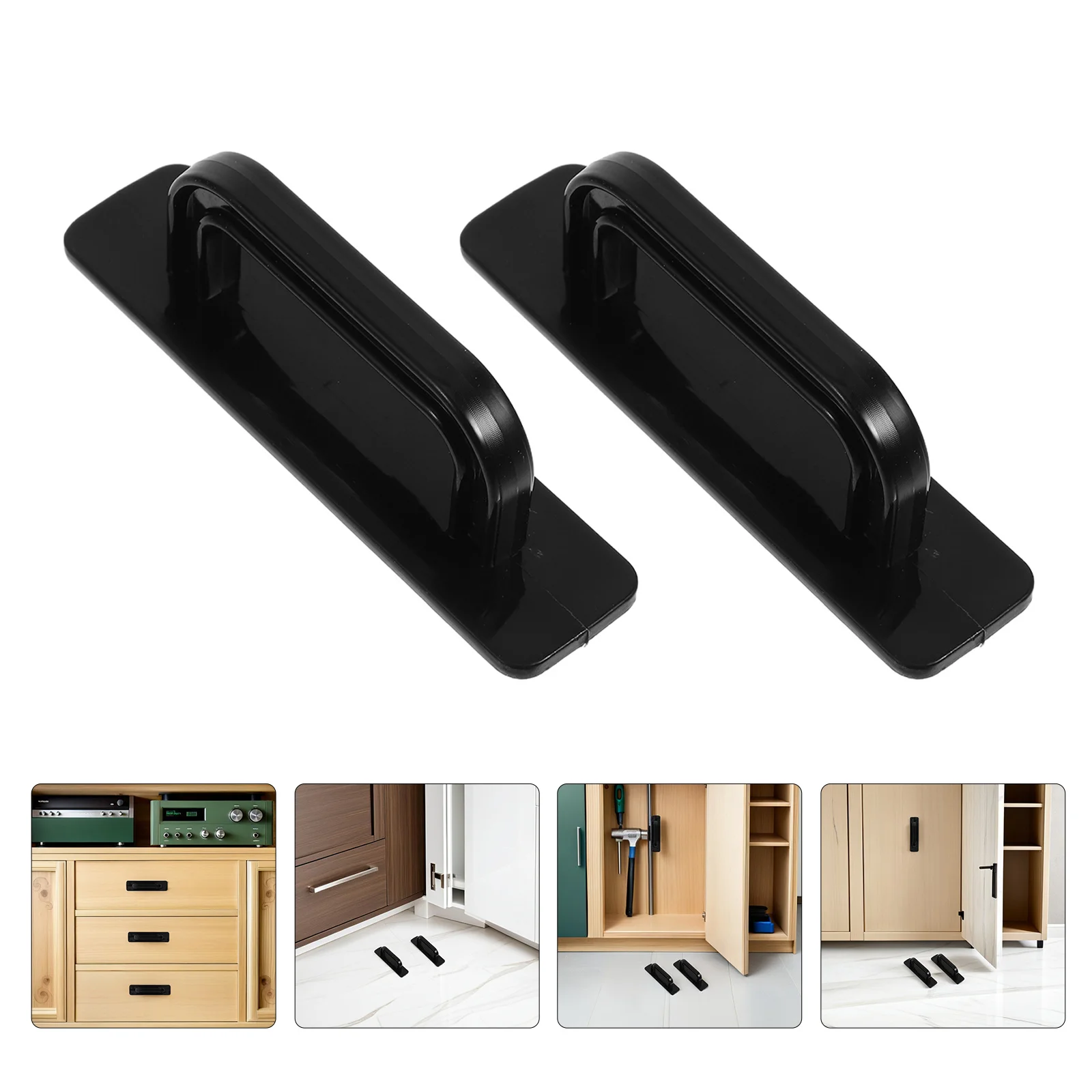 

6pcs No-Drill Cabinet Handle Self Adhesive Peel Stick Pull For Glass Door Wardrobe Cupboard Kitchen Bathroom Transparent Durable
