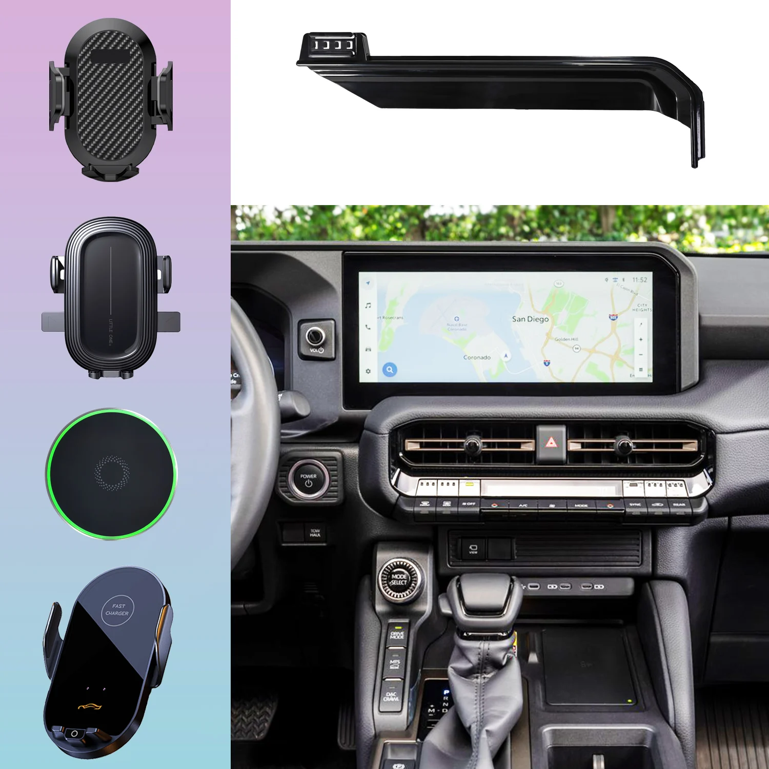 For Toyota Land Cruiser Prado 250 J300 2024 2025 Phone Holder Car Magnet Wireless Charging Stand Mobile Phone Mount Car MagSafe