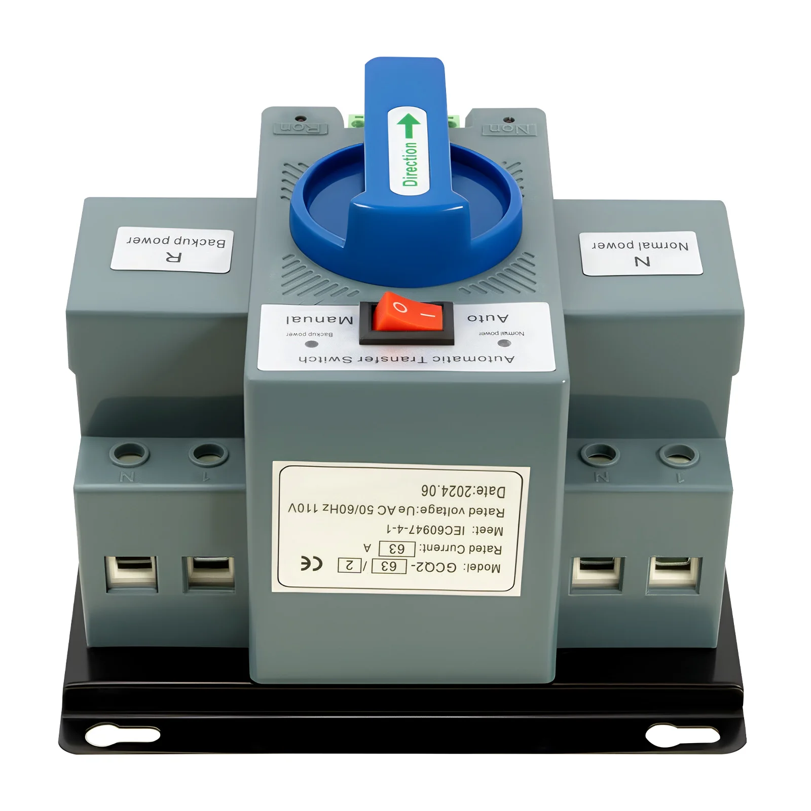 2P 63A Dual Power Automatic Transfer Switch 110V Generator Transfer Switch Changeover Switch for Elevators, Surveillance, Office