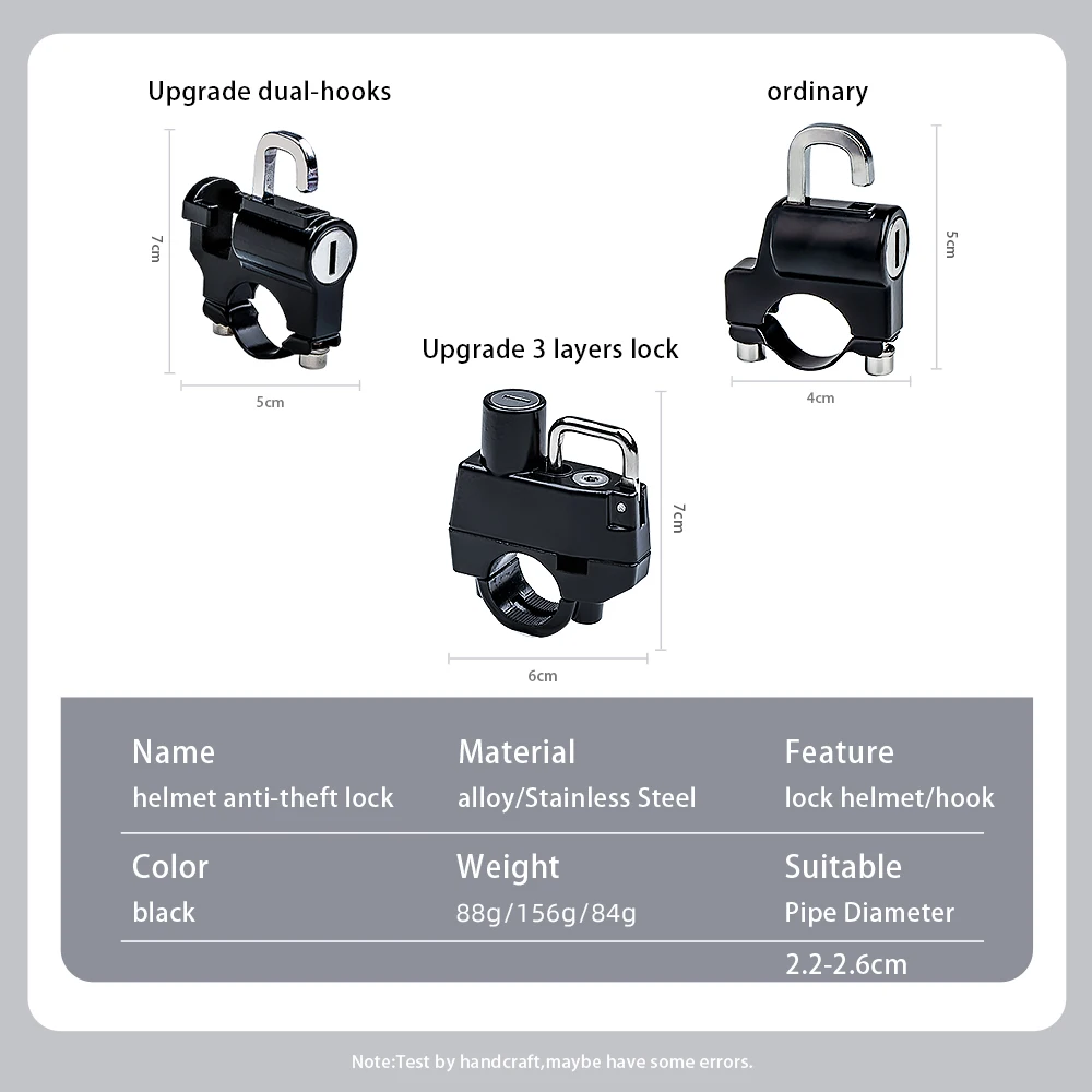 MIXSAS universale Moto bici elettrica antifurto casco serratura bicicletta manubrio serratura sicura gancio fisso per attrezzatura Moto