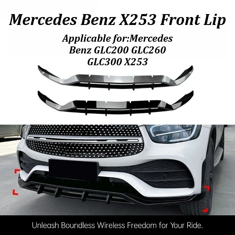 

For Mercedes Benz GLC200 GLC260 GLC300 X253 2020-2022 Front Lip Spoiler Bumper Splitter Body Kit Aerodynamic Styling Upgrade