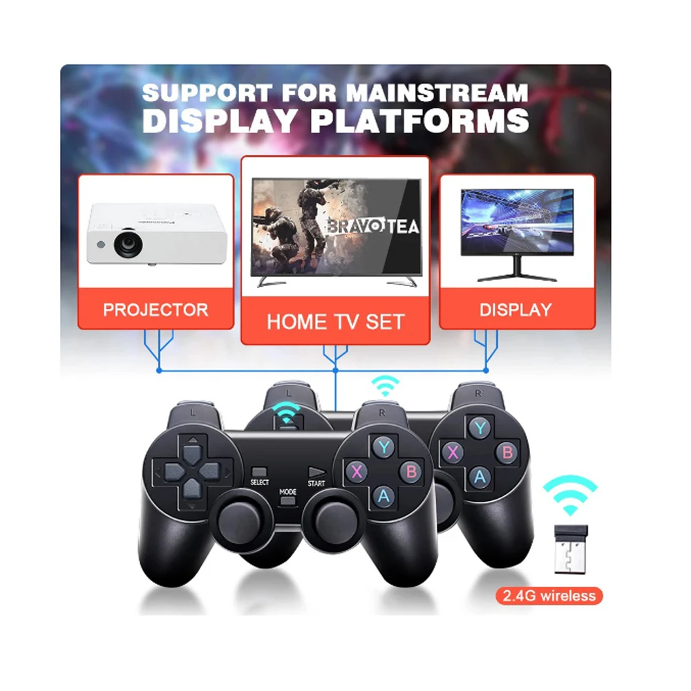GD10 X2 PLUS Game Console 64GB 128GB 4K HD Retro Video Game Console 3W+ 4W+ Free Games 2.4G Wireless Handle TF Card