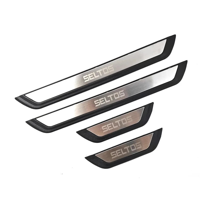 4Pcs/Lot ABS Stainless Steel For 2019-2023 KIA SELTOS SP2 SP2I Door Sill Pedal Welcome Scuff Plate Decoration Cover