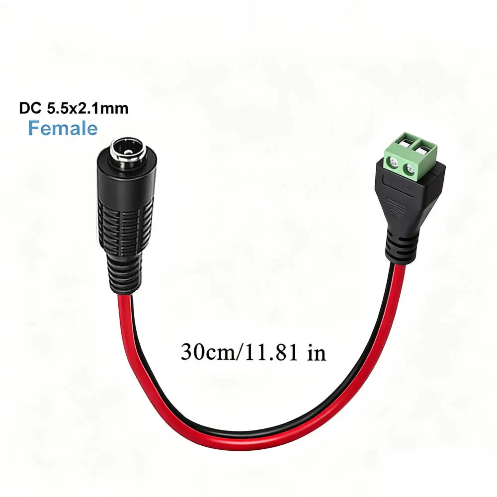 DC 5,5mmx2,1mm Schraubklemmenadapter Stromverlängerungskabel DC auf 2-Pin Lötfreier Steckverbinder Ersatz-Reparaturkabel