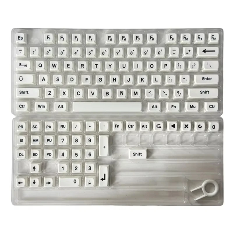 113 Key XDA Large Font Keycaps Simple Black White Theme PBT Keycaps