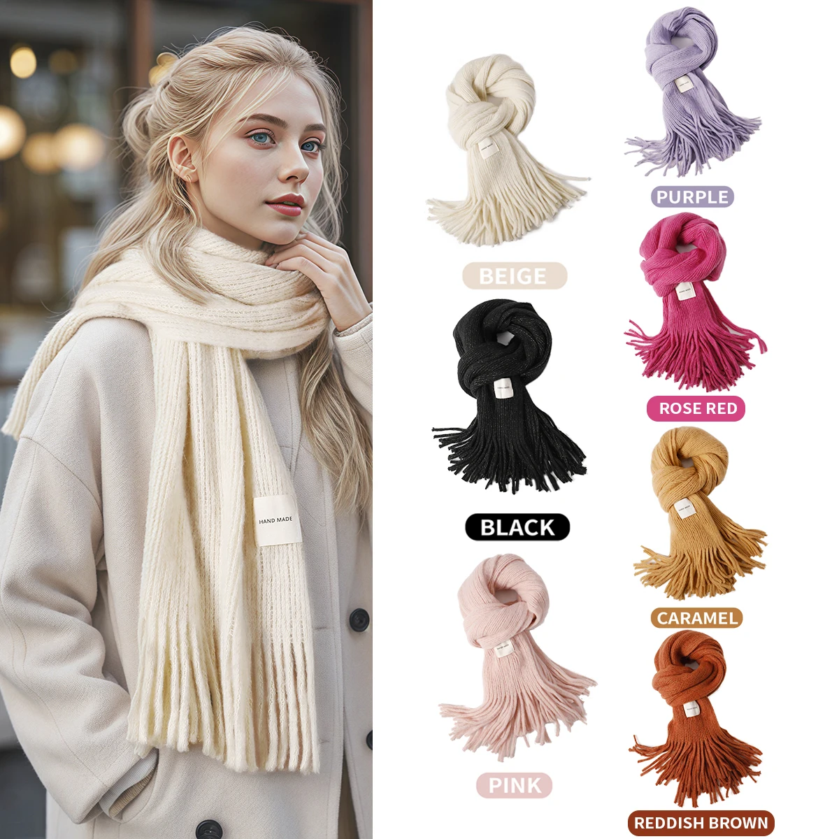 

Autumn and winter candy colored women's scarf, soft and comfortable, couple scarf, warm scarf, affordable and warm gift