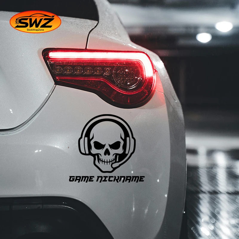 Custom Gamer Tag Skull Sticker – Personalized Gaming Nickname Decal for Car, Laptop, Waterproof PVC Vinyl, Durable & Easy Apply