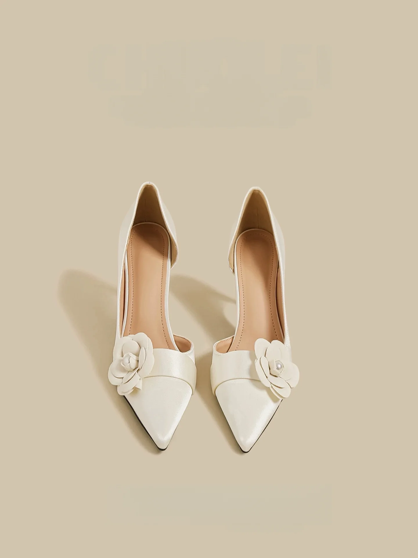 

Свадебные туфли Bloomsteps с французской камелией, белые атласные свадебные туфли на высоком каблуке в винтажном стиле, банкетные туфли