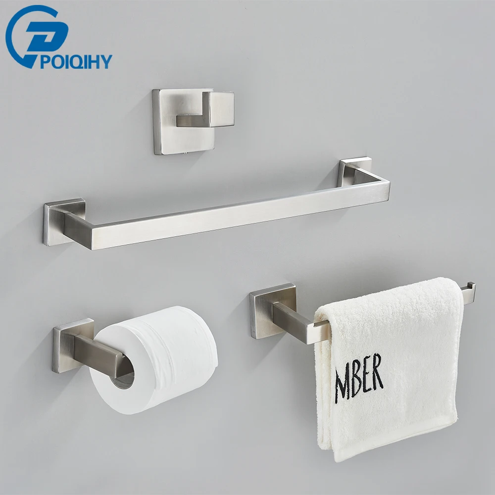 

Stainless Steel Bathroom Accessories Set Brushed Nickel Towel Bar Robe Hook Toilet Paper Holder Towel Ring Bathroom Accessory