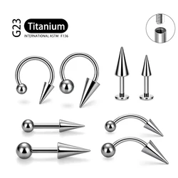 1Pcs Implant Grade F136 Titanium Gothic Spike Labret Tragus Helix Bar Lip Bar Rings Stud Cartilage Ear Piercings Body Jewelry