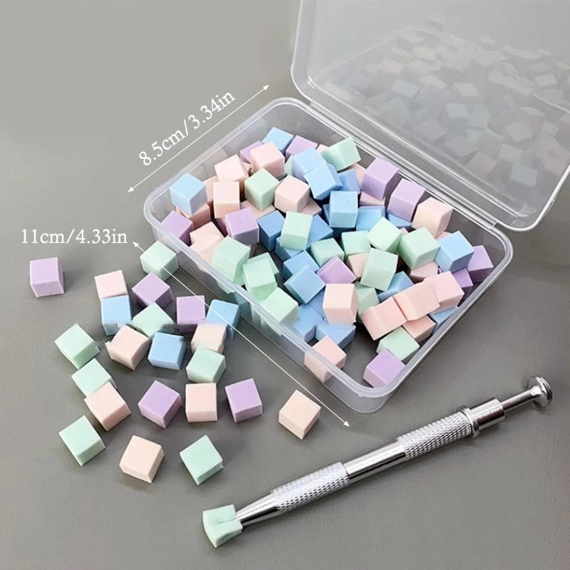 100 pçs/caixa esponja da arte do prego com clipe de garra esponjas macias macaron cor ferramentas stamper da arte do prego ferramentas pinça esponja
