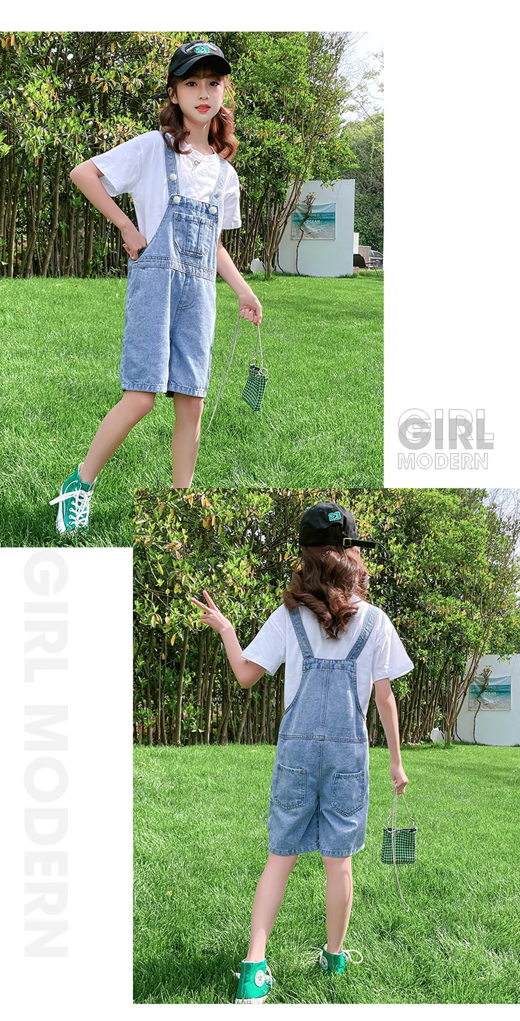 2026 Neue Baby-Trägerhose Overall Sommer Koreanische Version Schlanke Mädchen-Caprihose Kinder-Jumpsuit Denim-Shorts Verstellbare Sommerhose – Detail 5