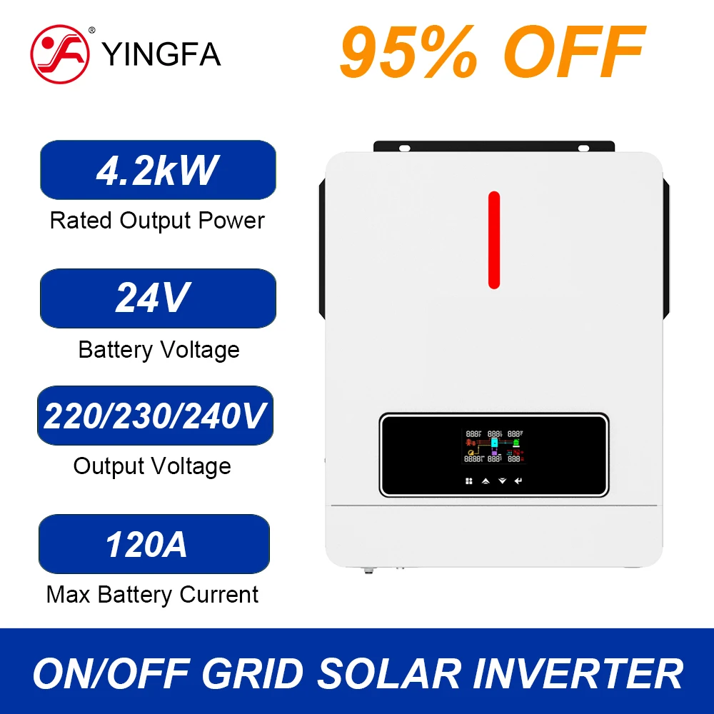 95% OFF Promotion 4.2KW 6.2KW 12V 24V 48V 220V - 240V On Off Grid Hybrid Solar Inverter With MPPT Solar Charge Controller