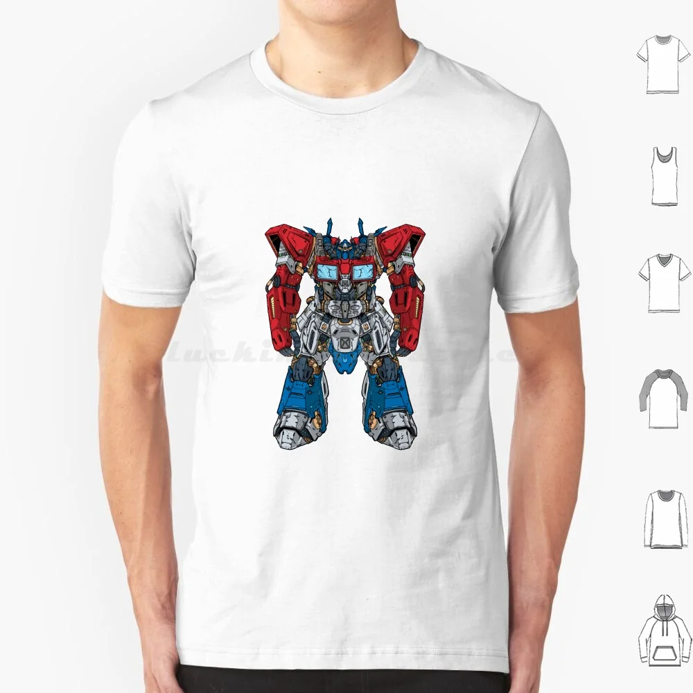 Futuristic Giant Mecha Robot Builded By Head Arm Body Leg Weapon Illustration Premium Vector T Shirt Big Size 100% Cotton Mecha