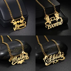 Customized Name Necklace Stainless Steel For Women Men Personalized Nameplate With Two Hole Chain Pendant Birthday Jewelry Gifts