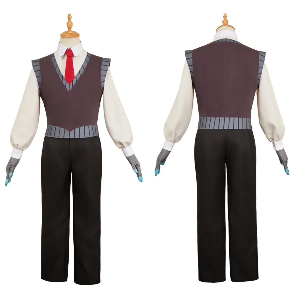 Anime Hazbin VOX Cosplay Costume Gloves Men Fantasy Grey Suit Disguise for Adult Male Roleplay Clothing Halloween Carnival Party view 2