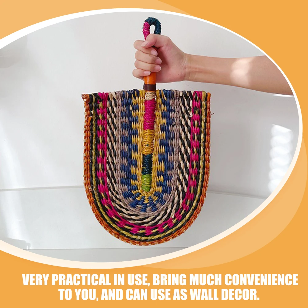 

Handmade Woven Straw Decorative Wall Art Natural Raffia Hand Beach Party Wedding Lightweight Portable Cooling Accessory Photo
