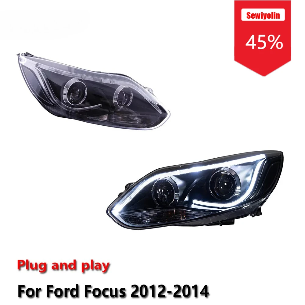 

Sewiyolin Car LED Headlight Assemblies For Ford Focus 2012-2014 Fog DRL Brake Turn Signal Lamp Plug and Play