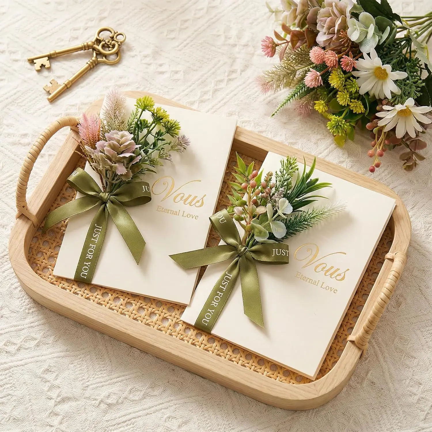 Mini Fake Leaves and Flower Garland Small Artificial Foliage for Crafts Bulk Artificial for Wedding Party Graduation Cap DIY