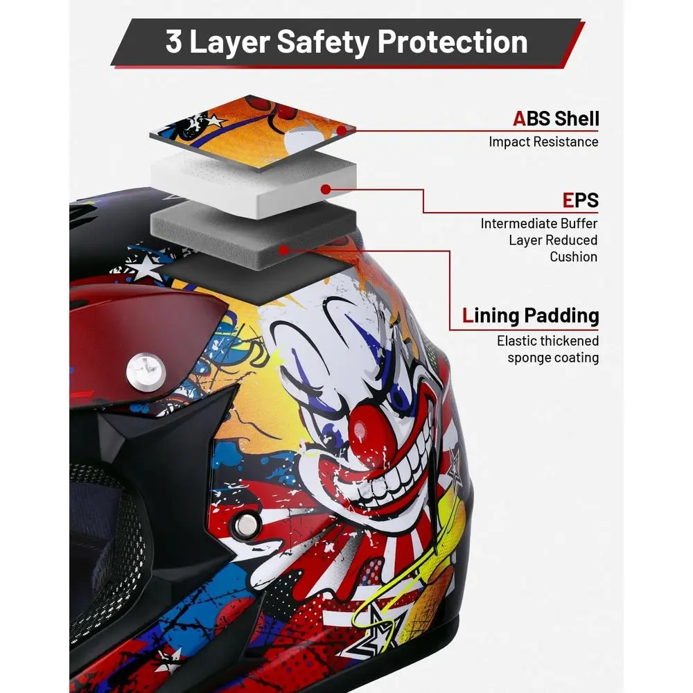 خوذة الدراجة الترابية للشباب مع نظارات وقفازات للأعمار من 5 إلى 14 عامًا، مناسبة لمركبة الأطفال، ذات العجلات الأربع، موتوكروس، BMX، MX، UTV، Offro #6